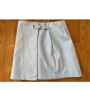 Francesca's Faux Leather Powder Blue Mini Skirt Zip Closure Small New